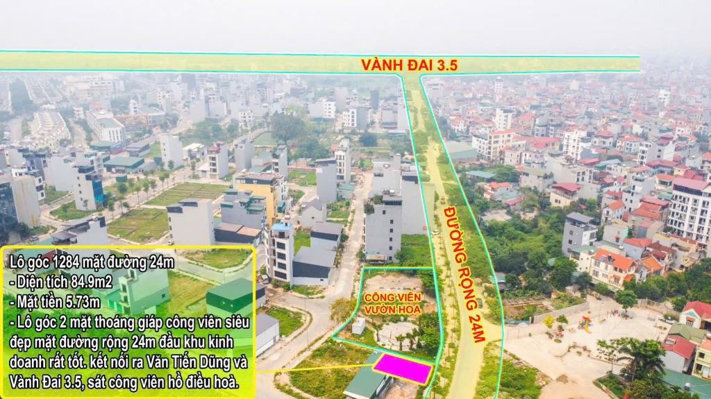 Bán lô góc đường 24m cực phẩm khu 25.2ha diện tích 85m2 