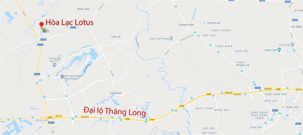 Vị trí dự án Hòa Lạc Lotus trên bản đồ